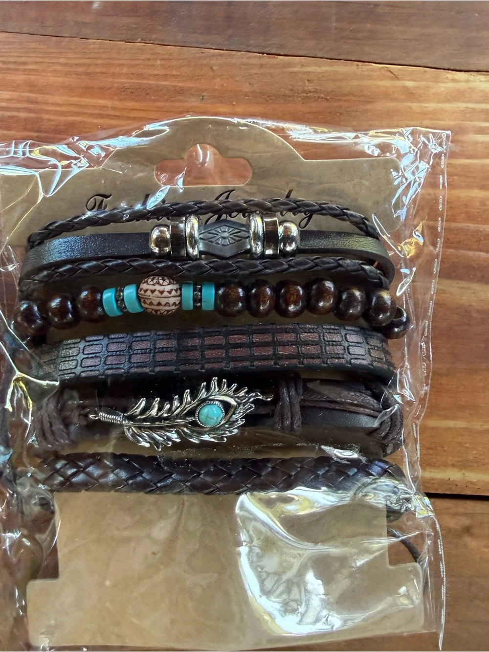 Fashion Jewelry Brown and Turquoise Layered Wrap Bracelet Pack